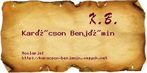 Karácson Benjámin névjegykártya