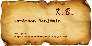 Karácson Benjámin névjegykártya