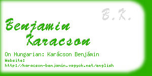 benjamin karacson business card